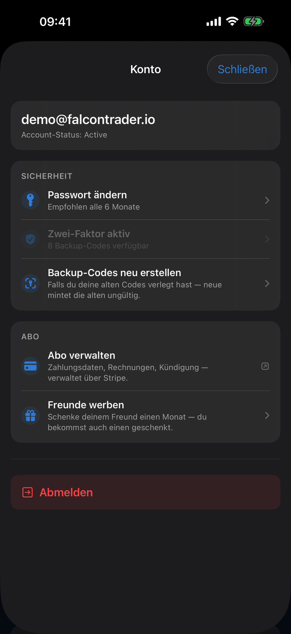 Profil und Konto